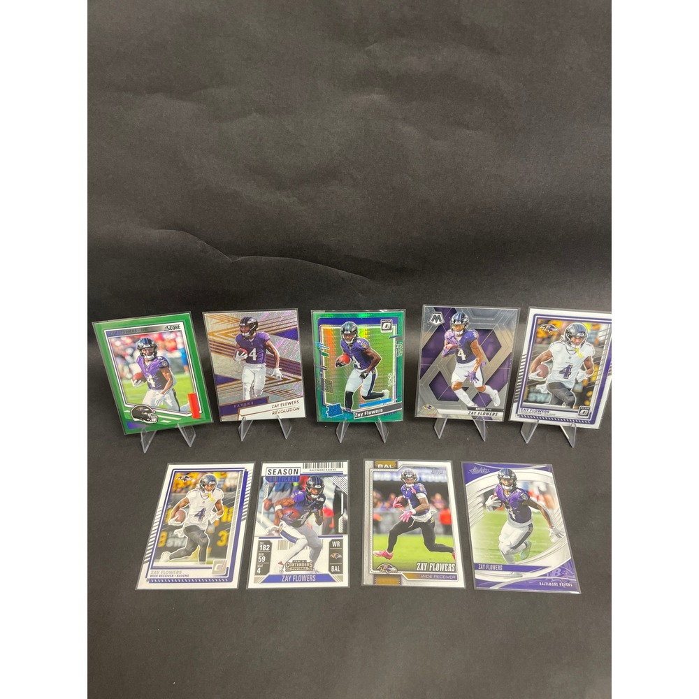 Zay Flowers Card Lot Ravens Donruss Optic Rated Rookie Mosaic Revolution
